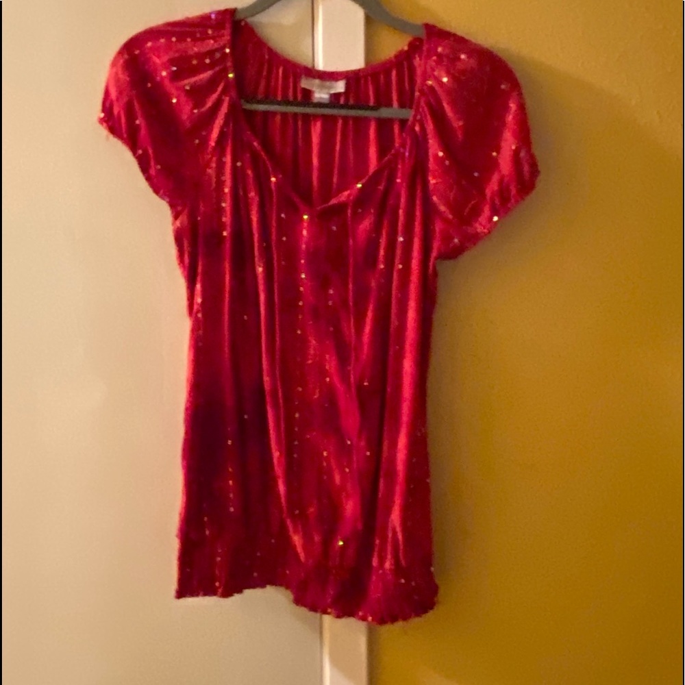 $15 Red top with cap sleeves and sequins